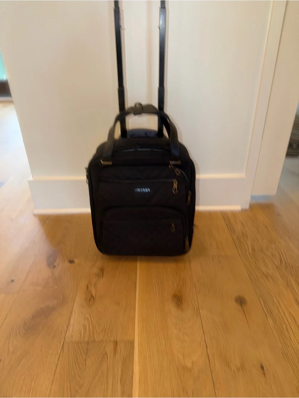 Kroser Black Quilted Carry-On Rolling Suitcase